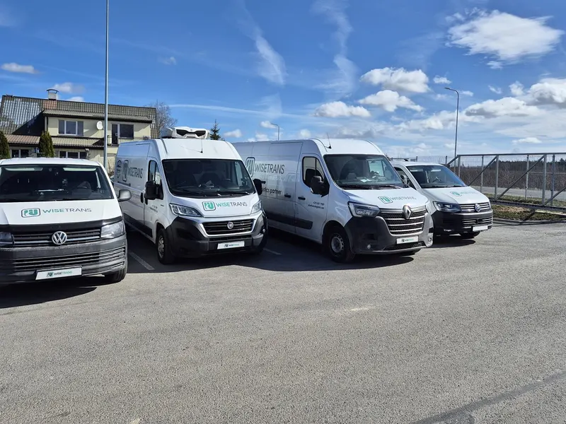WiseTrans vans lined up in a car park